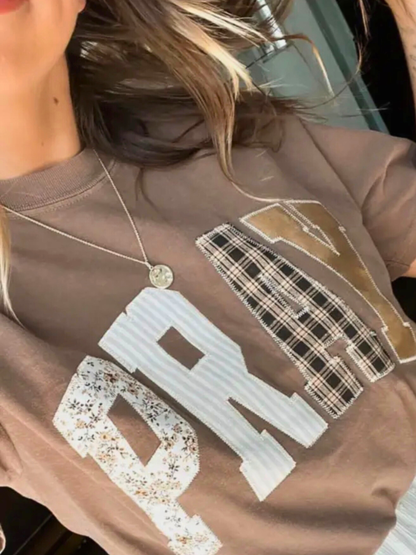 PRAY Short Sleeve T-Shirt in Brown - Cassie's Creekside Boutique