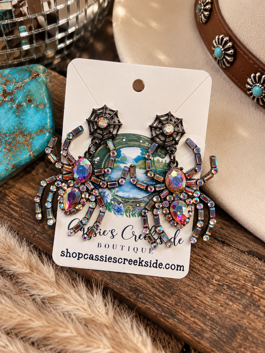 Web of Glam Jeweled Spider Earrings