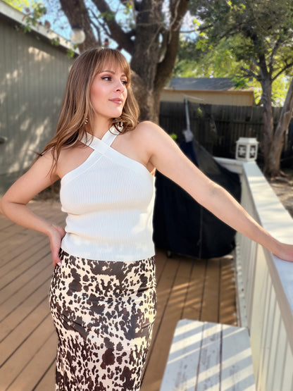 White Criss Cross Halter Top - Cassie's Creekside Boutique