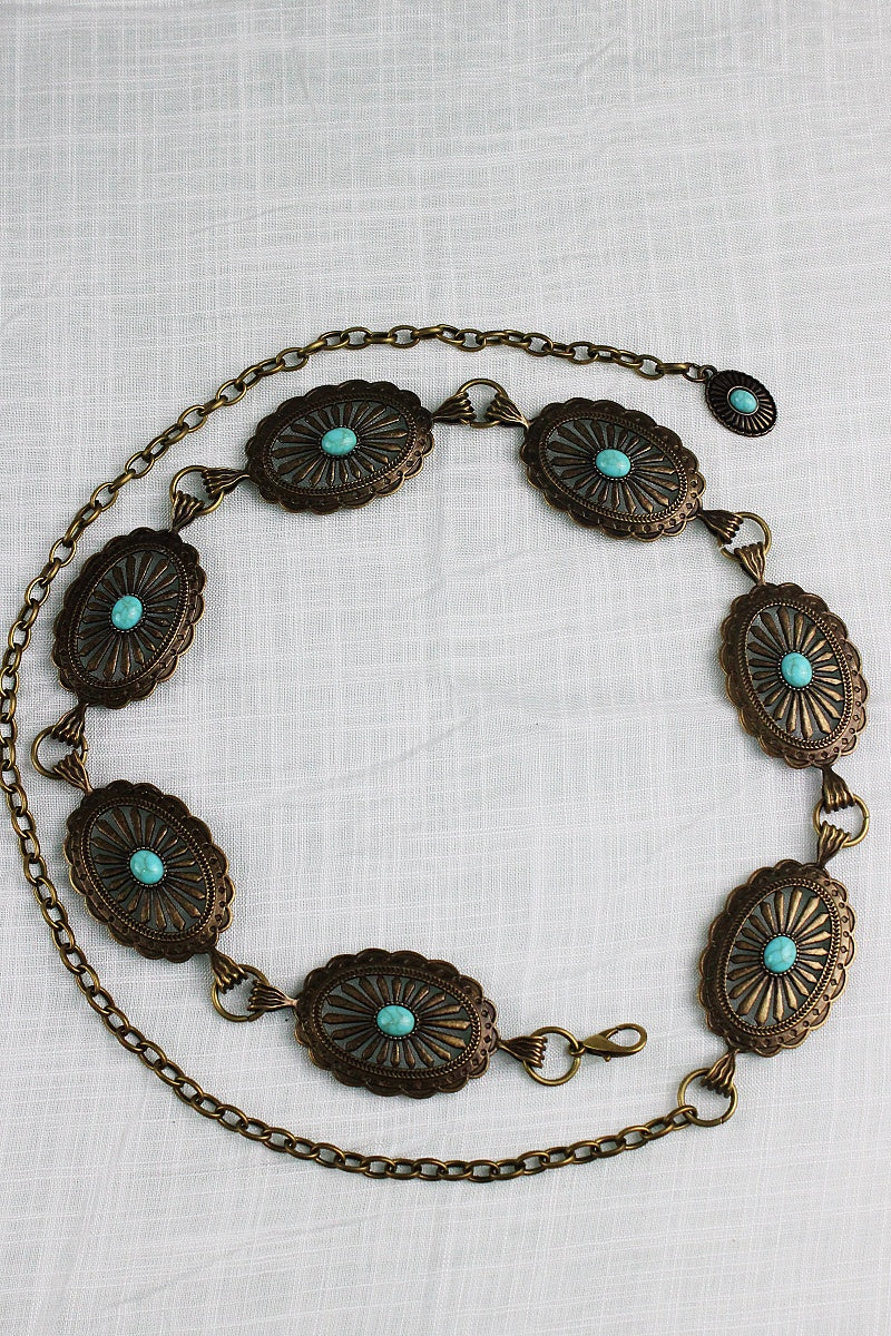 Antique Gold Western Chain Belt - Cassie's Creekside Boutique