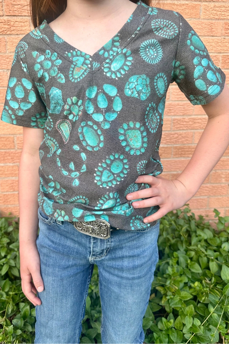 Forever in Turquoise Kids V-Neck - Cassie's Creekside Boutique