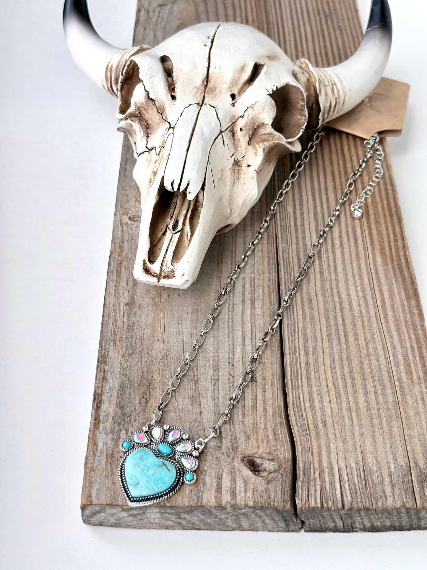 Turquoise Stone Heart Western Necklace