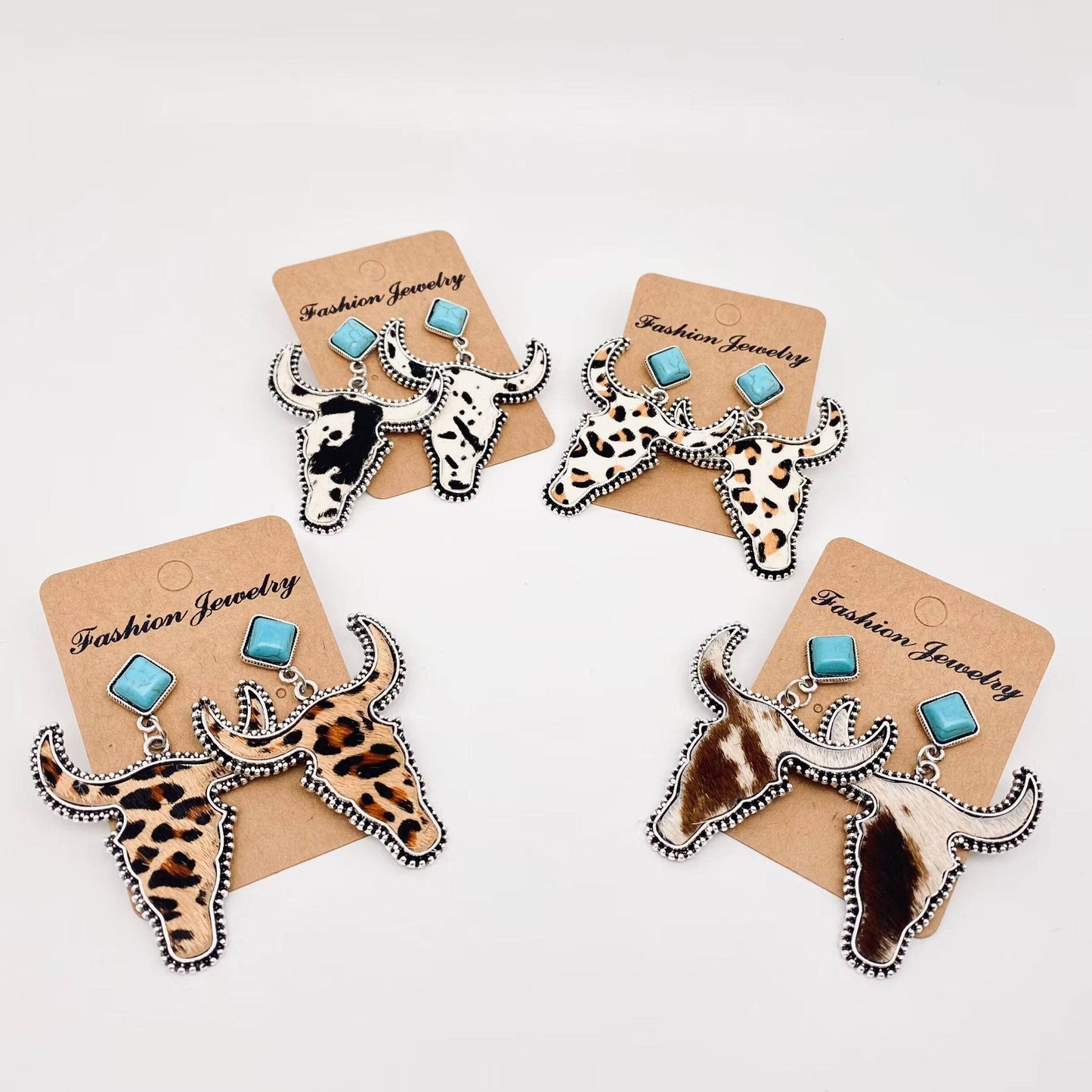 Studded Steerhead Cowhide Earrings