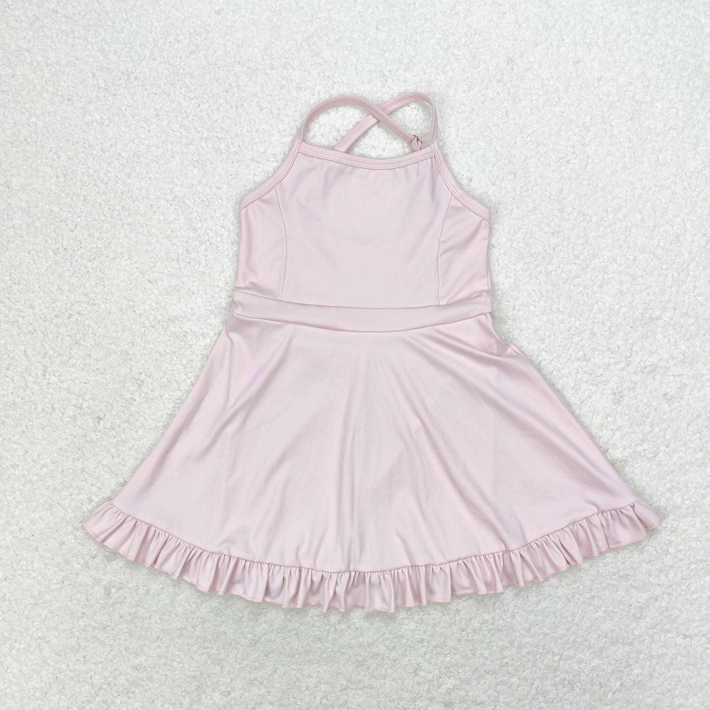 Girls Pink and Ruffled Active Dress