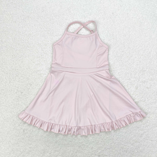Girls Pink and Ruffled Active Dress