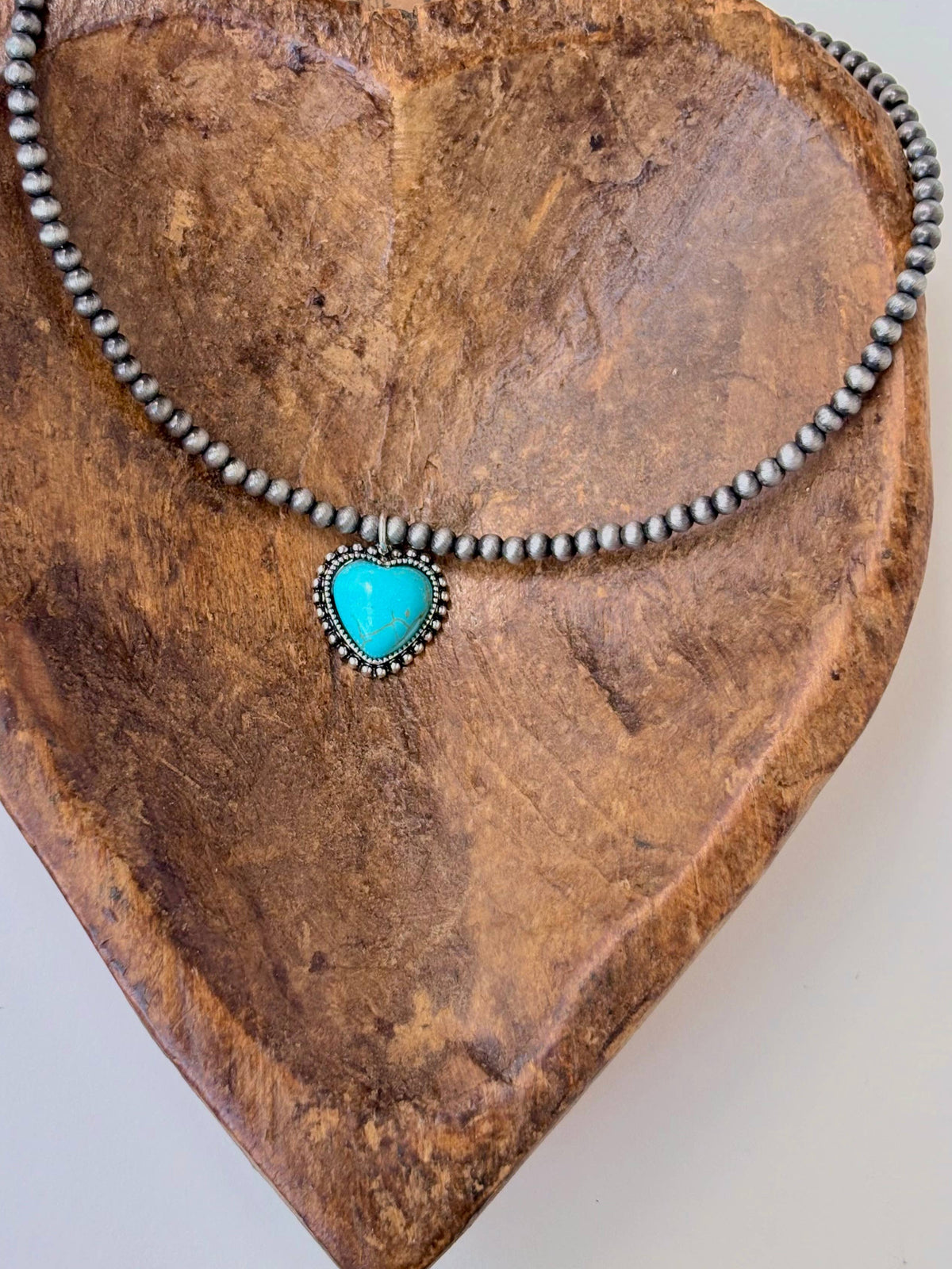 Turquoise Heart Navajo Pearl Choker Necklace