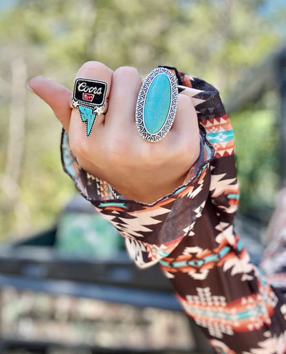 Cold as the Rockies Turquoise Bolt ring
