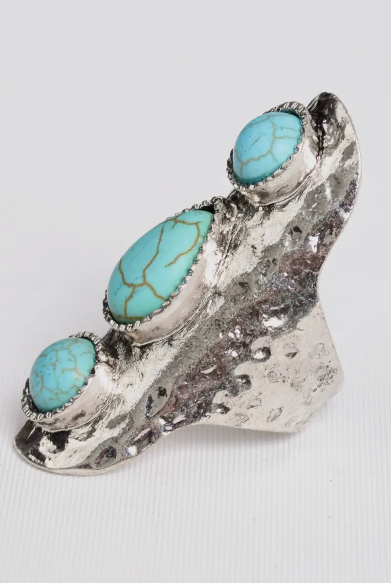 Waterfall Droplet Turquoise Stone Silver Ring