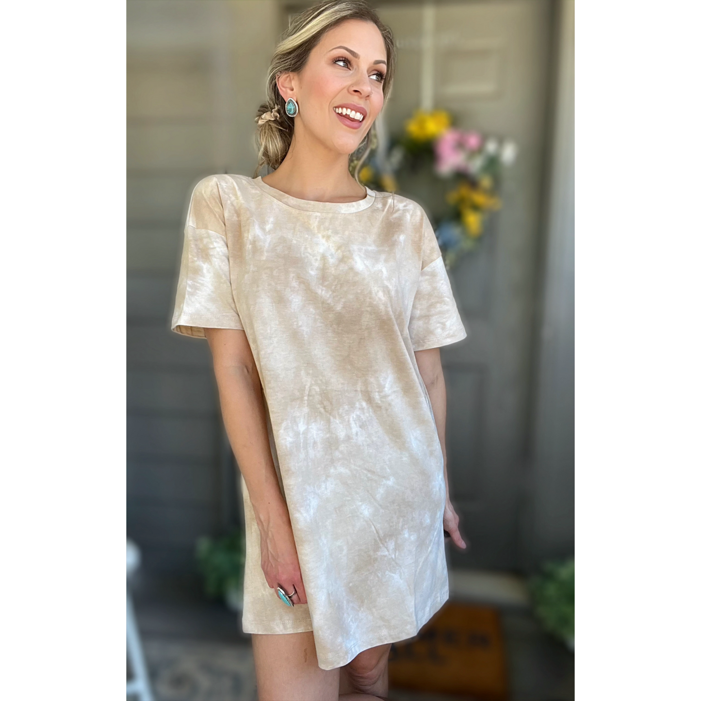 Beige Tides T-Shirt Dress