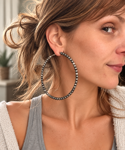 Big and Boujee Navajo Pearl Jumbo Hoops