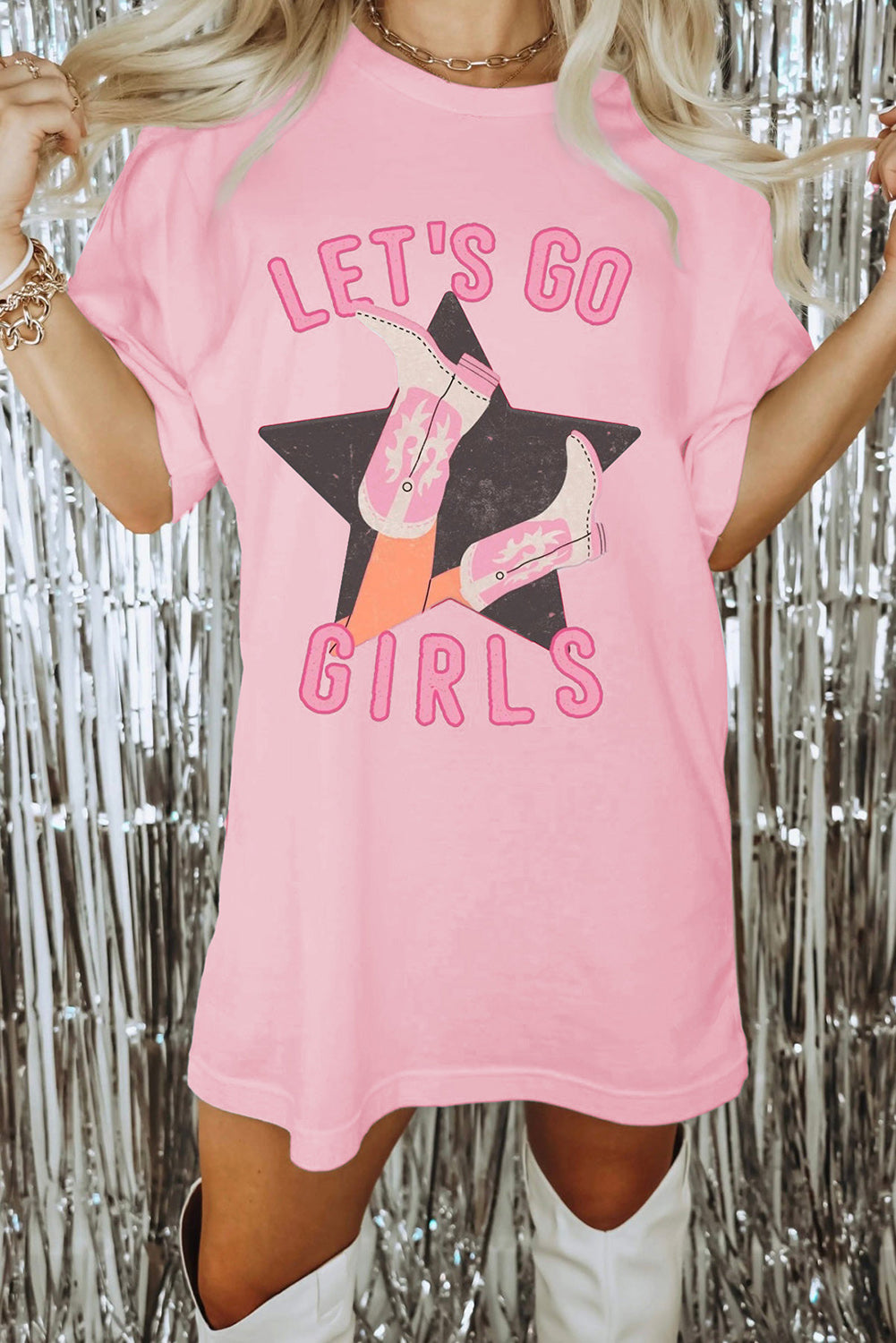 Pink Lets Go Girls Western Graphic Tee