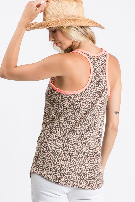 Leopard and Coral Racer Back