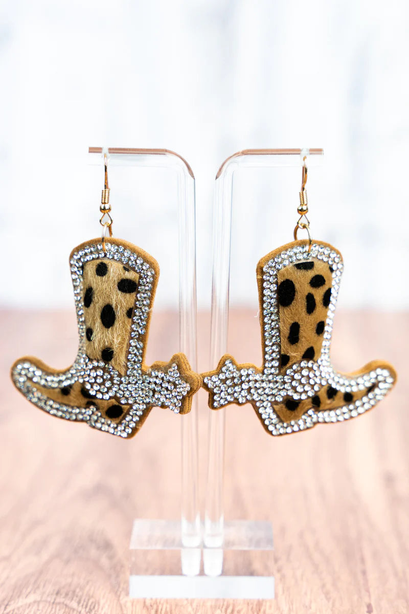 Nashville Lights Cheetah Boots Earrings