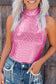 Rose Sequin Sleeveless Bodysuit