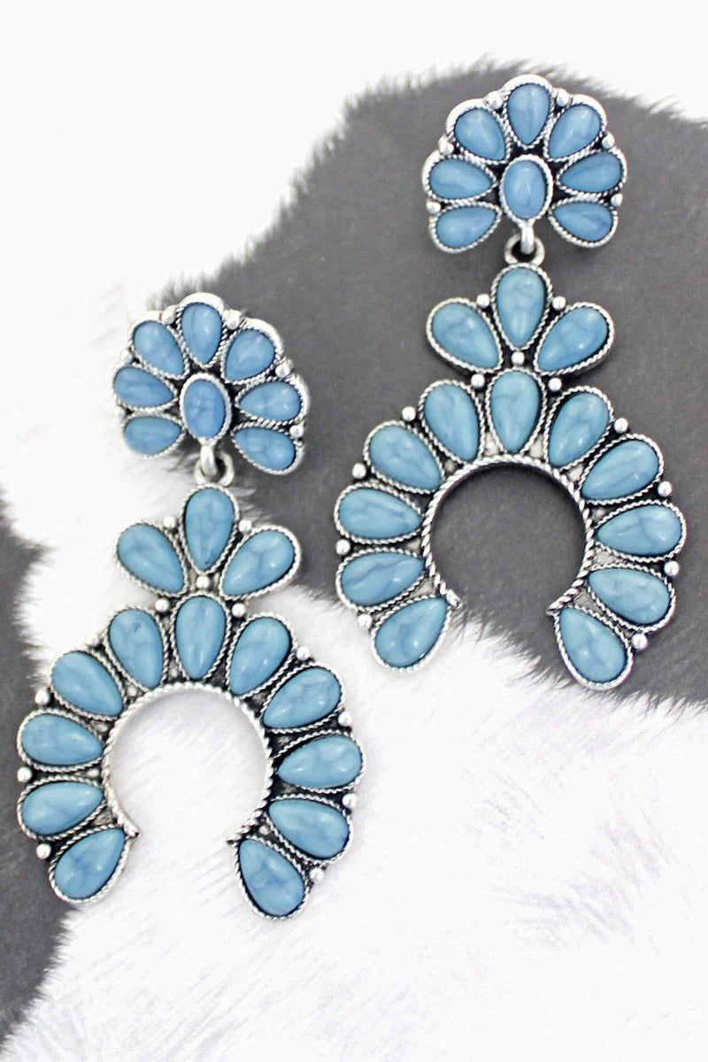 Steel Blue Stone Beaded Naja Earrings