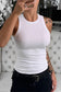 White Solid Ribbed Knit Slim Fit Tank Top
