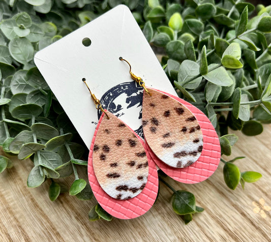 Pink and Leopard Earrings