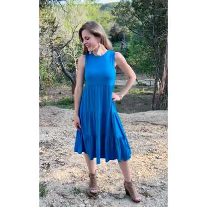 Bold in Blue Tiered Dress