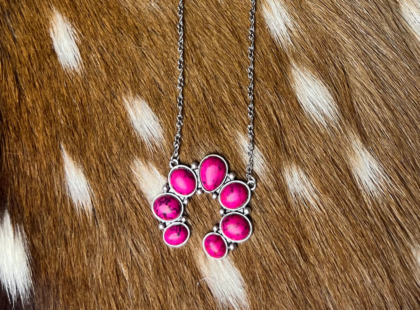 Pink Rowena Squash Blossom Necklace