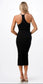 Black Cross Waist Midi Dress
