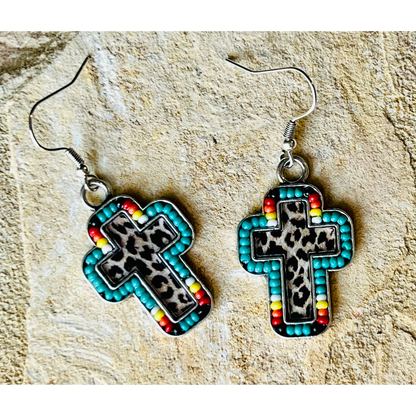 Cross Beaded Charmed Earrings