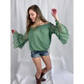 Sage Off Shoulder Bell Sleeve Blouse