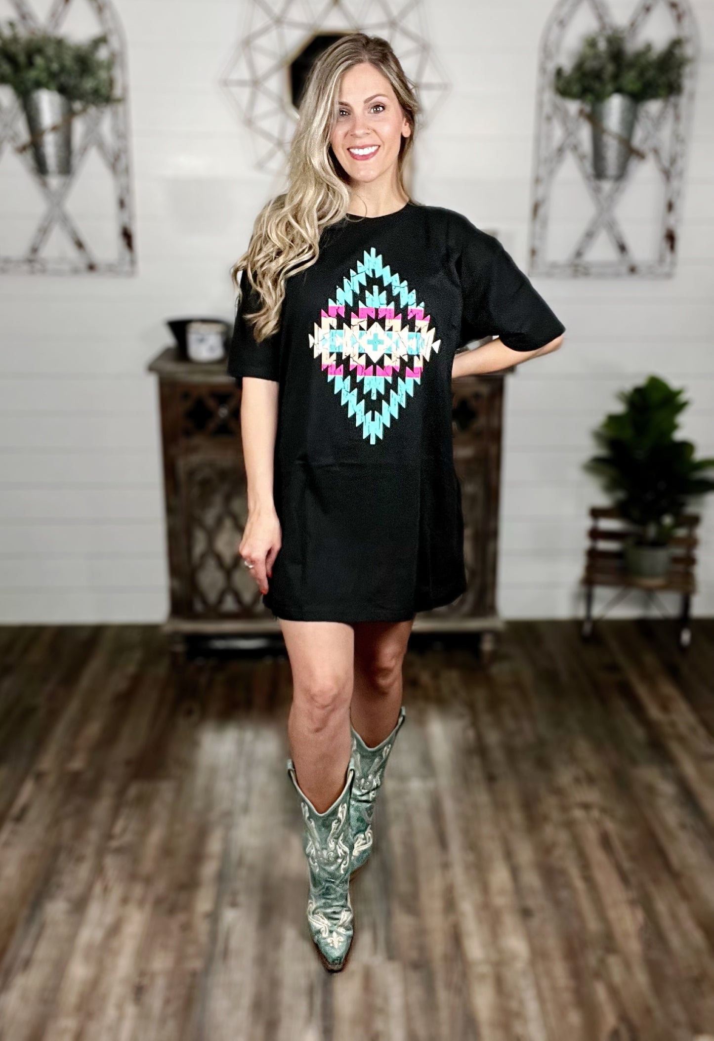 Turquoise Sands Boyfriend T-Shirt Dress