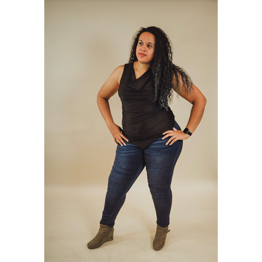 The Little Black Ruched Tank Top
